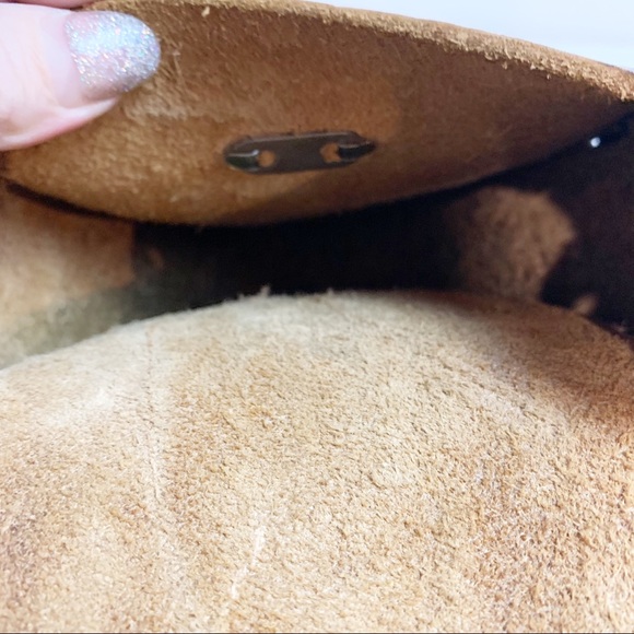 Tooled Leather Boho Hippie 70’s Small Flower Power Braided Purse Swivel Closure - Picture 6 of 13